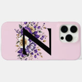 ラベンダー開花モノグラムの:イニシャル'Z' Case-Mate iPhoneケース (裏面 (横))