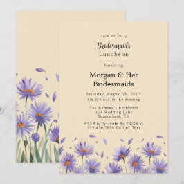 ラベンダー開花ワイルドフラワーズブリデスメイドランチョン 招待状