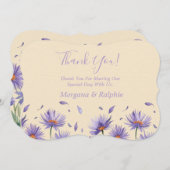 ラベンダー開花ワイルドフラワー結婚ズ サンキューカード (正面/裏面)