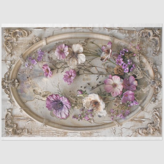 ラベンダー開花、ヴィンテージレースフローラ&ミックスメディア 薄葉紙 (正面)