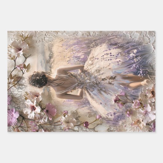 ラベンダー開花、重い重量のデコページ ラッピングペーパーシート (正面)