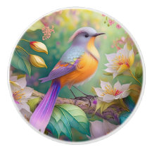 ラベンダー頭のオレンジ胸の幻想の鳥