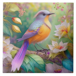 ラベンダー頭のオレンジ胸の幻想の鳥 タイル