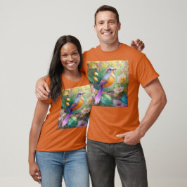 ラベンダー頭のオレンジ胸の幻想の鳥 Tシャツ