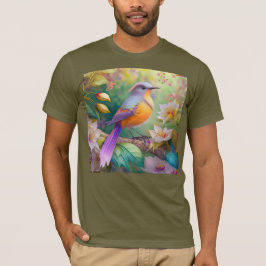 ラベンダー頭のオレンジ胸の幻想の鳥 Tシャツ