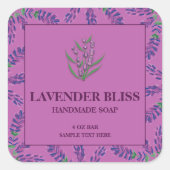 ラベンダー香り石鹸ラベルシール スクエアシール (正面)