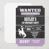 ラベンダー黒板カウボーイ誕生日招待状 招待状 (正面/裏面)