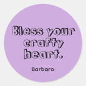 ラベンダー1.5-inあなたの狡猾な賛美ハートの名前 ラウンドシール (正面)