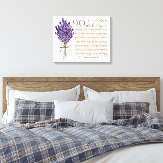 ラベンダー90私たちはあなたのおばあちゃんの誕生日を愛する理由 キャンバスプリント (インサイチュ (寝室))