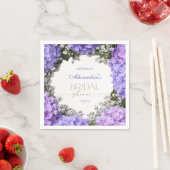 ラベンダー+アジサイの結婚式前夜祭パーソナライズアイテム スタンダードカクテルナプキン (インサイチュ)