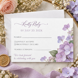 ラベンダー アジサイ ブルッシュローズ ウェディング RSVP