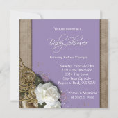 ラベンダー アフリカ系アメリカ人 赤ちゃん女の子のシャワー 招待状 (裏面)