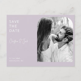 ラベンダー アーチ 結婚式 セーブ・ザ・デート B/W 写真 ポストカード
