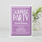 ラベンダー アートデコ フォト バースデー サプライズ パーティー 招待状 (スタンド正面)