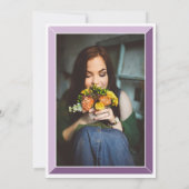 ラベンダー アートデコ フォト バースデー サプライズ パーティー 招待状 (裏面)