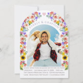 ラベンダー&イエローエレガンス写真アーチワイルドフラワー 招待状 (正面)