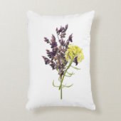ラベンダー&イエローワイルドフラワーボタニカルデザイン アクセントクッション (正面(垂直))