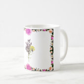 ラベンダー&イエローワイルドフラワーボタニカルデザイン コーヒーマグカップ (正面右)