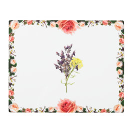 ラベンダー&イエローワイルドフラワーボタニカルデザイン メタルプリント