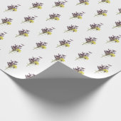 ラベンダー&イエローワイルドフラワーボタニカルデザイン ラッピングペーパー (角)