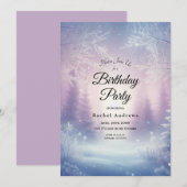 ラベンダー ウィンター スノーフォール セレナーデ バースデー パーティー 招待状 (正面/裏面)