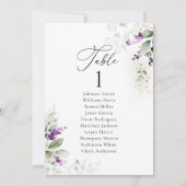 ラベンダー ウェディング テーブル シーティング チャート カード (正面)