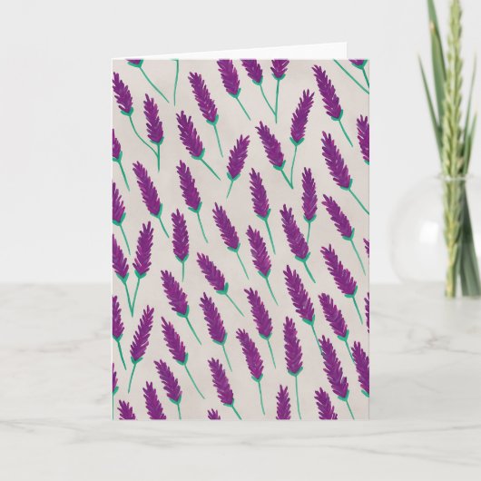 ラベンダー・ウォーターカラー・ブランク・グリーティング カード (正面)