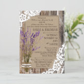 ラベンダー ウッド レース ラスティック ウェディング 招待状 (スタンド正面)