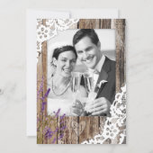 ラベンダー ウッド レース ラスティック ウェディング 招待状 (裏面)