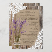 ラベンダー ウッド レース ラスティック ウェディング 招待状 (正面/裏面)