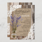 ラベンダー ウッド レース ラスティック ブライダル シャワー 招待状 (正面/裏面)