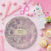 ラベンダー エフェメラ ダマスク ウェディング ペーパープレート (パーティー)