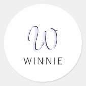 ラベンダー エレガントイニシャル ブラックネーム | モダン ラウンドシール (正面)