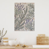 ラベンダー オリーブ ボタニカル パターン ポスター (キッチン)