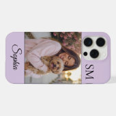 ラベンダー オーダーメイド 名前イニシャル 1枚の写真 iPhoneケース (裏面横)