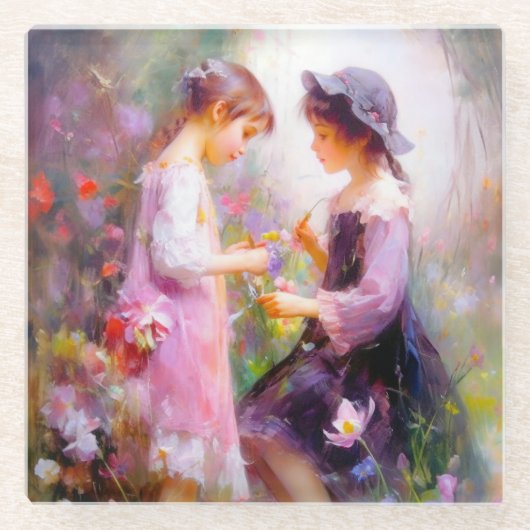 ラベンダー ガラスコースター (正面)