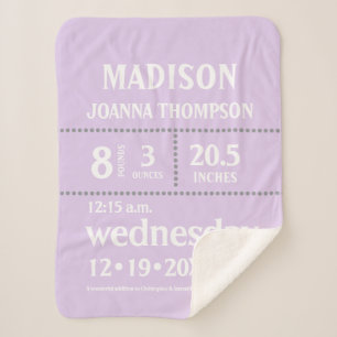 ラベンダー·キュートベビー誕生統計発表 シェルパブランケット