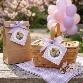 ラベンダー ギンガム 1歳の誕生日フォトパーソナライズ フェイバータグ