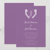 ラベンダー クラシカル モノグラム 花 フラワー ウェディング 招待状 (正面/裏面)
