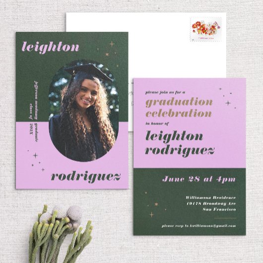 ラベンダー&グリーンフォトグラード招待状&発表 招待状