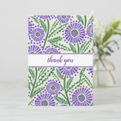 ラベンダー、グリーン及びホワイトブロックプリントインスパイア サンキューカード (スタンド正面)