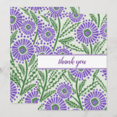 ラベンダー、グリーン及びホワイトブロックプリントインスパイア サンキューカード (正面/裏面)