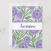 ラベンダー、グリーン及びホワイトブロックプリントデザイン 招待状 (正面)