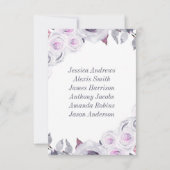 ラベンダー&グレーの花のテーブル番号席札 招待状 (裏面)