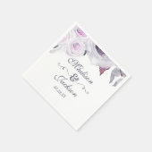 ラベンダー&グレーフローラリースモノグラム結婚ズ スタンダードカクテルナプキン (角)