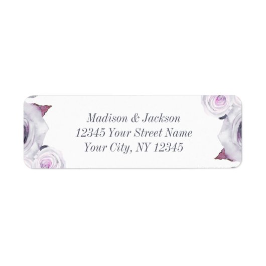 ラベンダー&グレー結婚フローラ差出人住所 ラベル (正面)