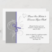 ラベンダー グレー ホワイト フラワースワール ポスト結婚式 招待状 (正面/裏面)