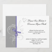 ラベンダー グレー ホワイト 花模様 スワール ポスト結婚式 招待状 (正面/裏面)
