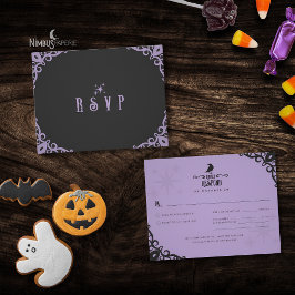 ラベンダー ゴシック ウィッチー ハロウィン RSVP カード