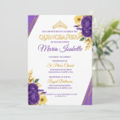 ラベンダー&ゴールドのキンセアニエラ招待状 招待状 (スタンド正面)